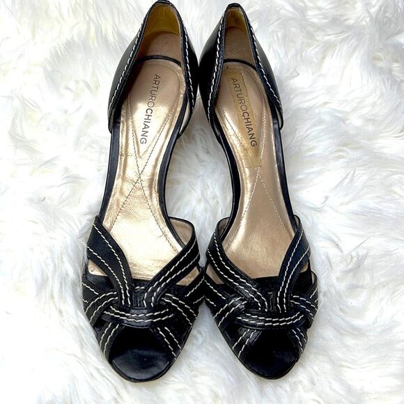 Arturo Chiang leather open peep toe heel - Picture 1 of 6